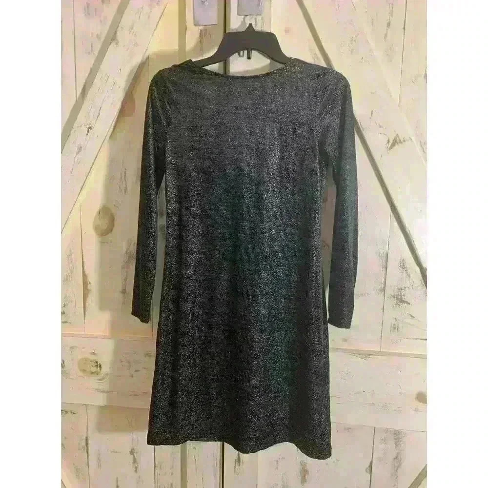 Michael Kors Petite Velvet Cowl-Back Dress Women's Black/Silver Size Petite XS